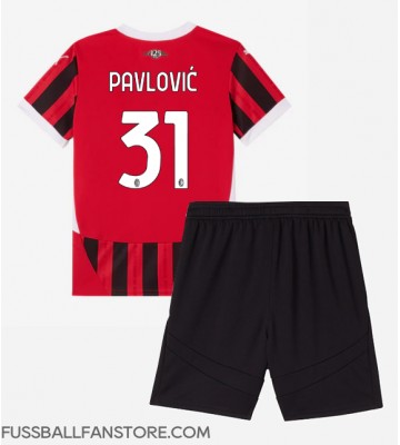 AC Milan Strahinja Pavlovic #31 Replik Heimtrikot Kinder 2024-25 Kurzarm (+ Kurze Hosen)